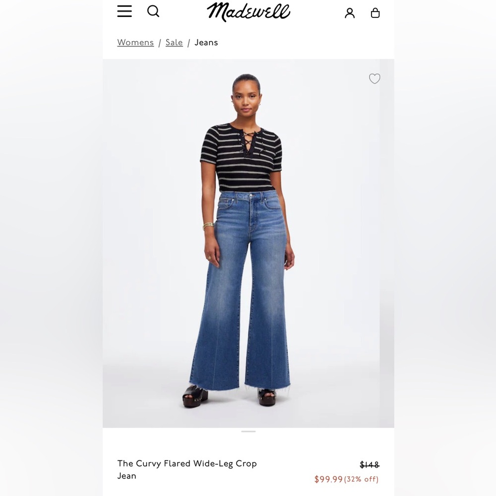Madewell Curvy Flared Wide Leg Crop Jeans In Oneida - Picture 2 of 5